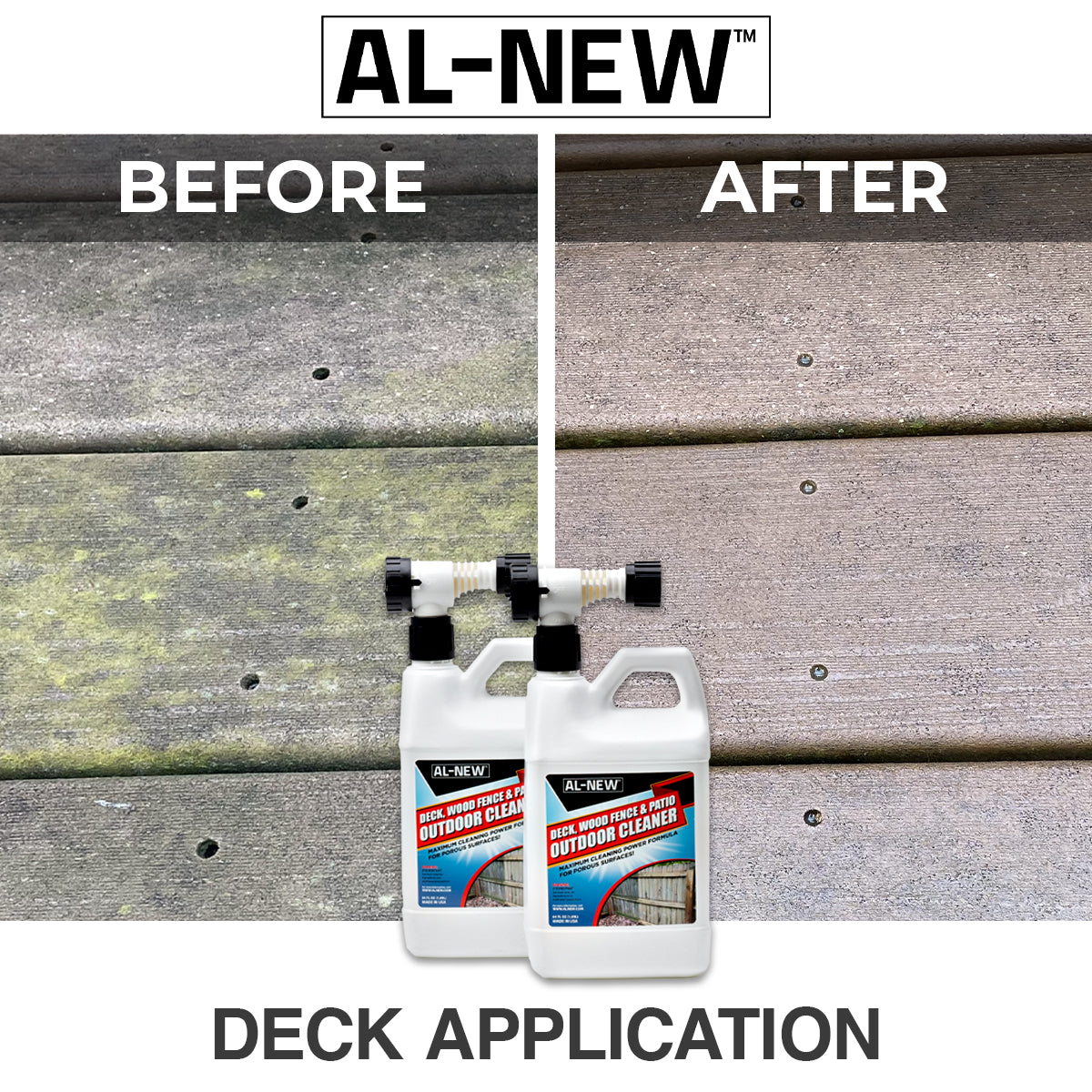 AL-NEW Outdoor Cleaner | Deck, Wood Fence, &amp; Patio 64oz Hose End Sprayer (Pack of 2)