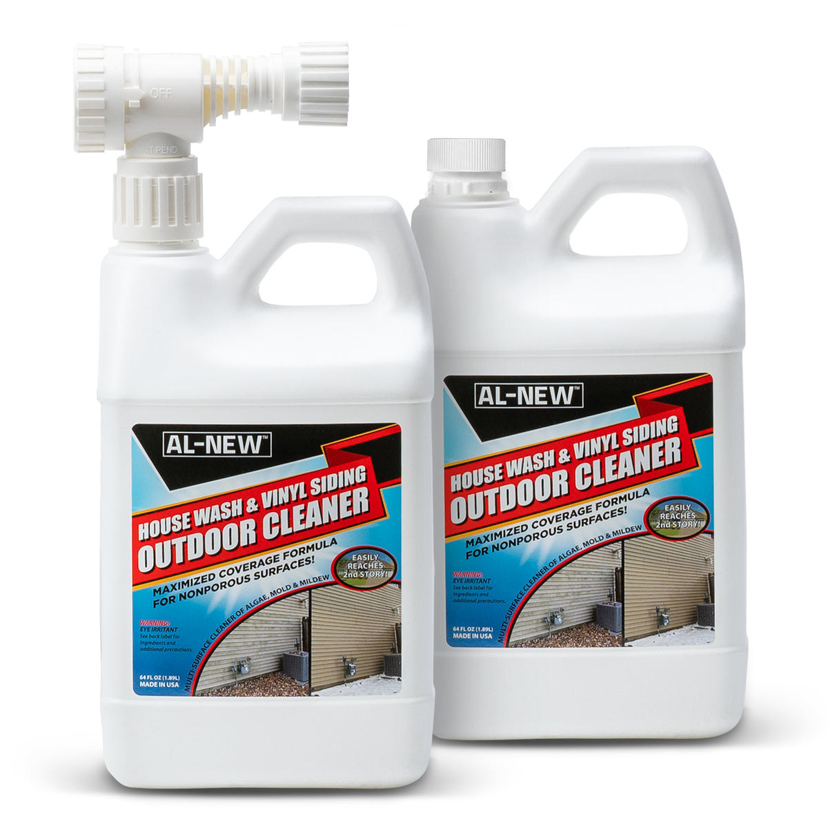 AL-NEW Outdoor Cleaner | House Wash & Vinyl Siding 64oz Hose End Sprayer (Pack of 2)