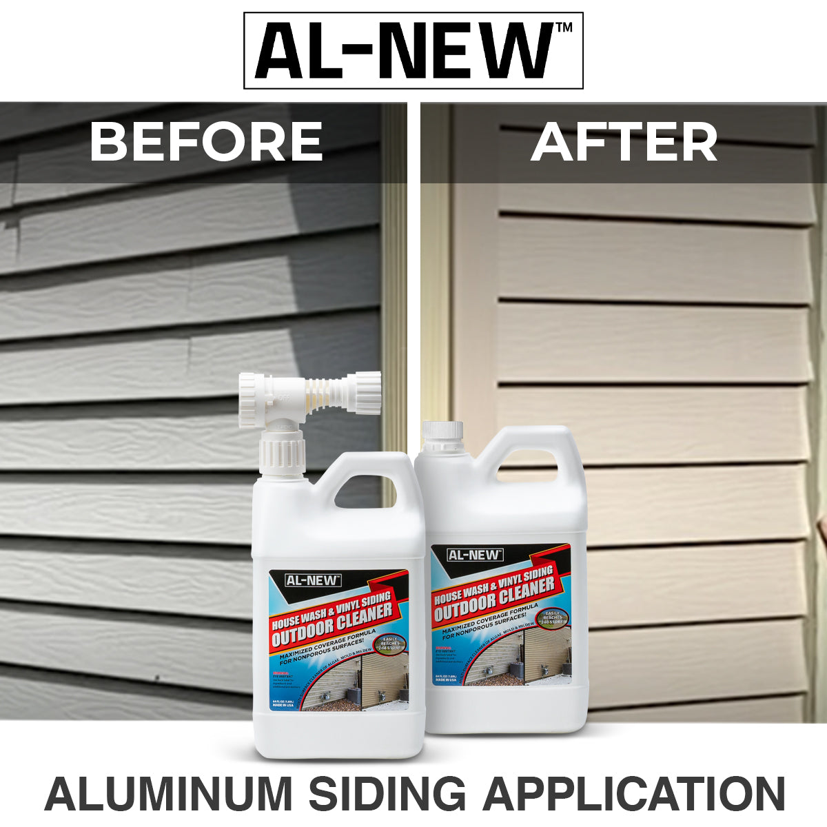 AL-NEW Outdoor Cleaner | House Wash & Vinyl Siding 64oz Hose End Sprayer (Pack of 2)