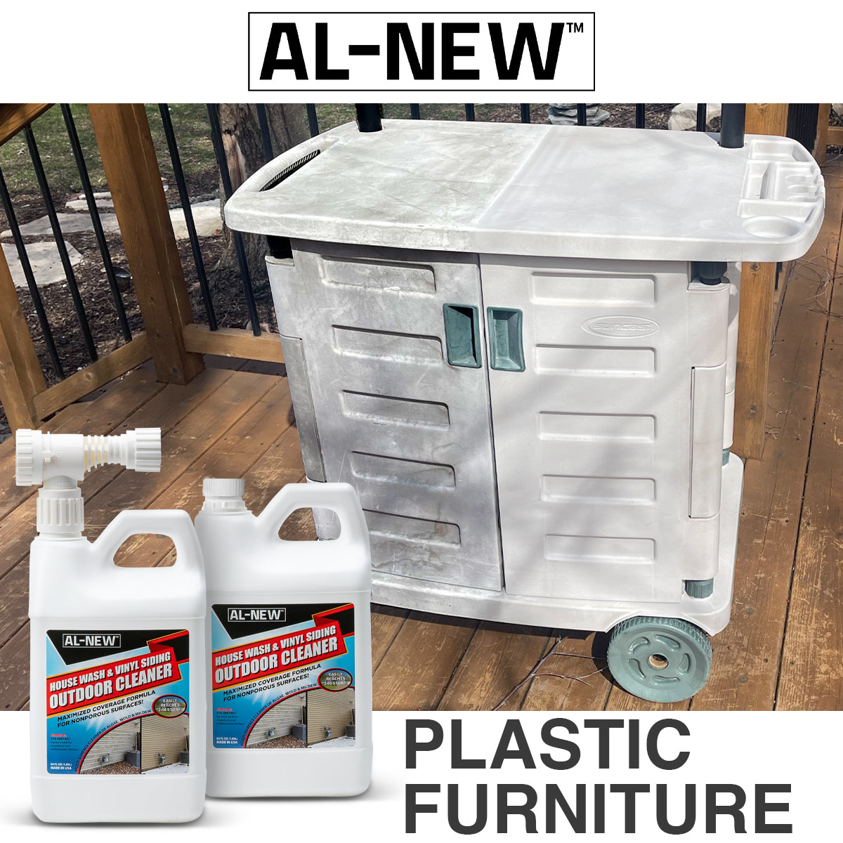 AL-NEW Outdoor Cleaner | House Wash & Vinyl Siding 64oz Hose End Sprayer (Pack of 2)