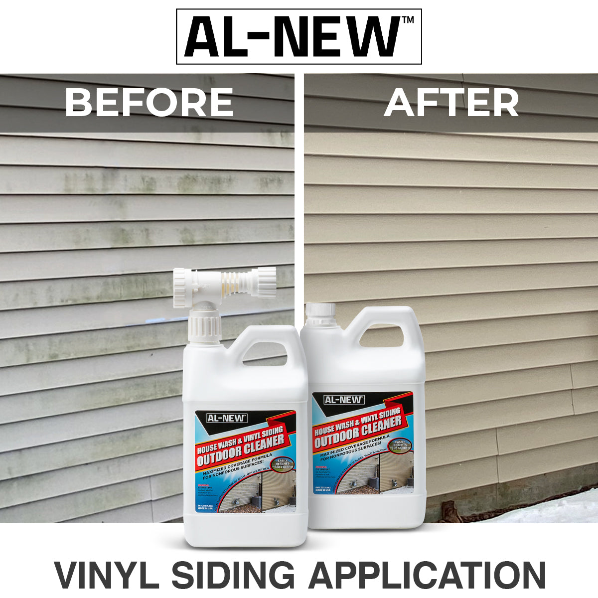 AL-NEW Outdoor Cleaner | House Wash & Vinyl Siding 64oz Hose End Sprayer (Pack of 2)