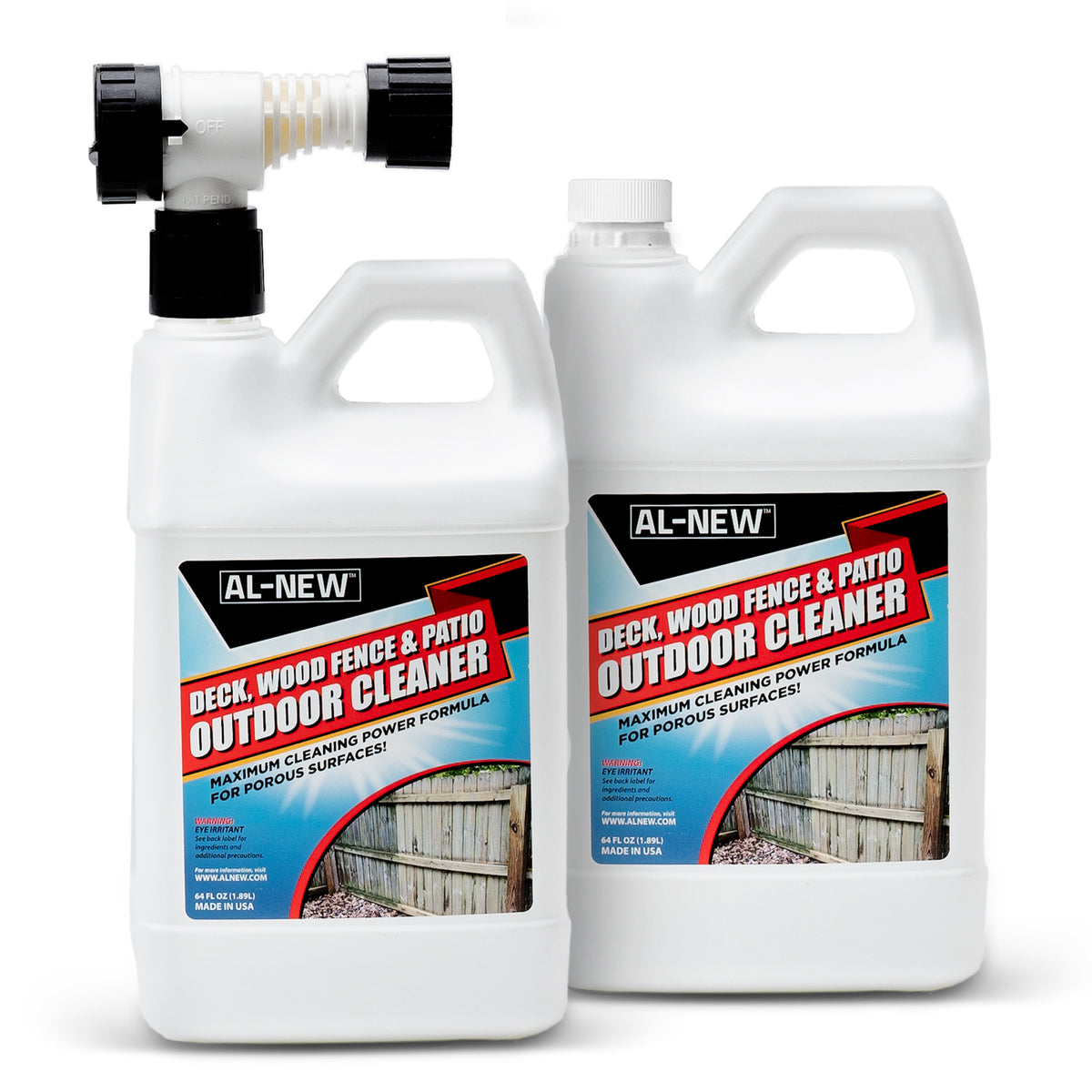 AL-NEW Outdoor Cleaner | Deck, Wood Fence, & Patio 64oz Hose End Sprayer (Pack of 2)
