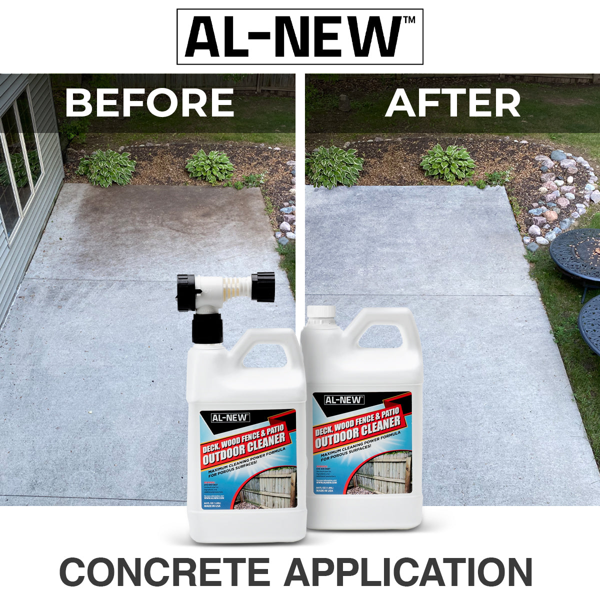 AL-NEW Outdoor Cleaner | Deck, Wood Fence, & Patio 64oz Hose End Sprayer (Pack of 2)