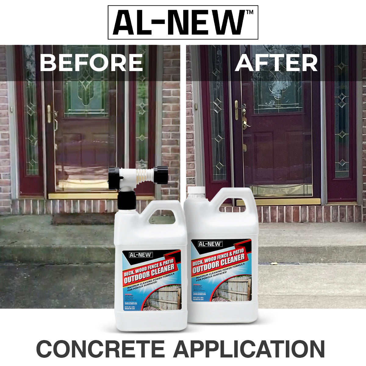 AL-NEW Outdoor Cleaner | Deck, Wood Fence, & Patio 64oz Hose End Sprayer (Pack of 2)