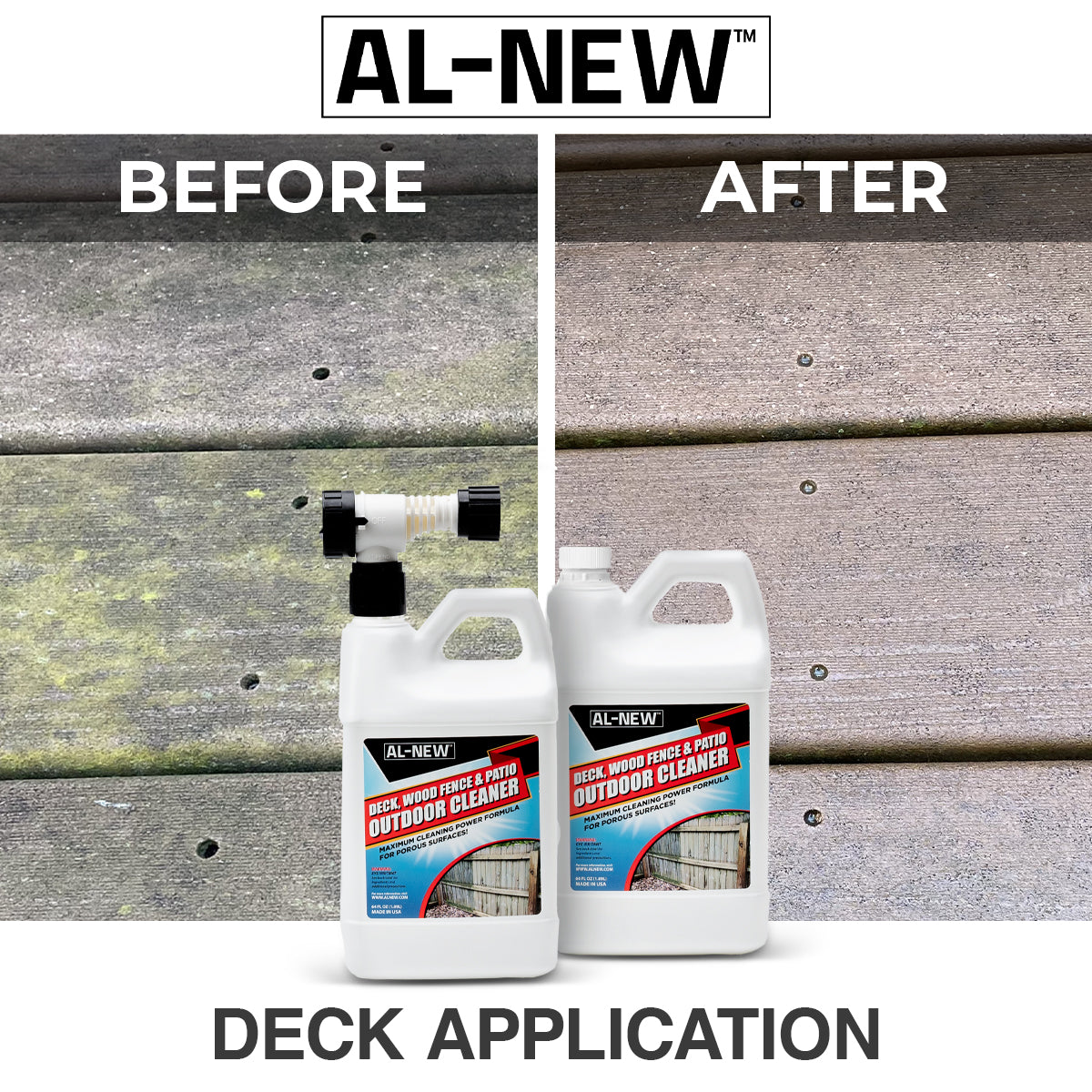 AL-NEW Outdoor Cleaner | Deck, Wood Fence, & Patio 64oz Hose End Sprayer (Pack of 2)