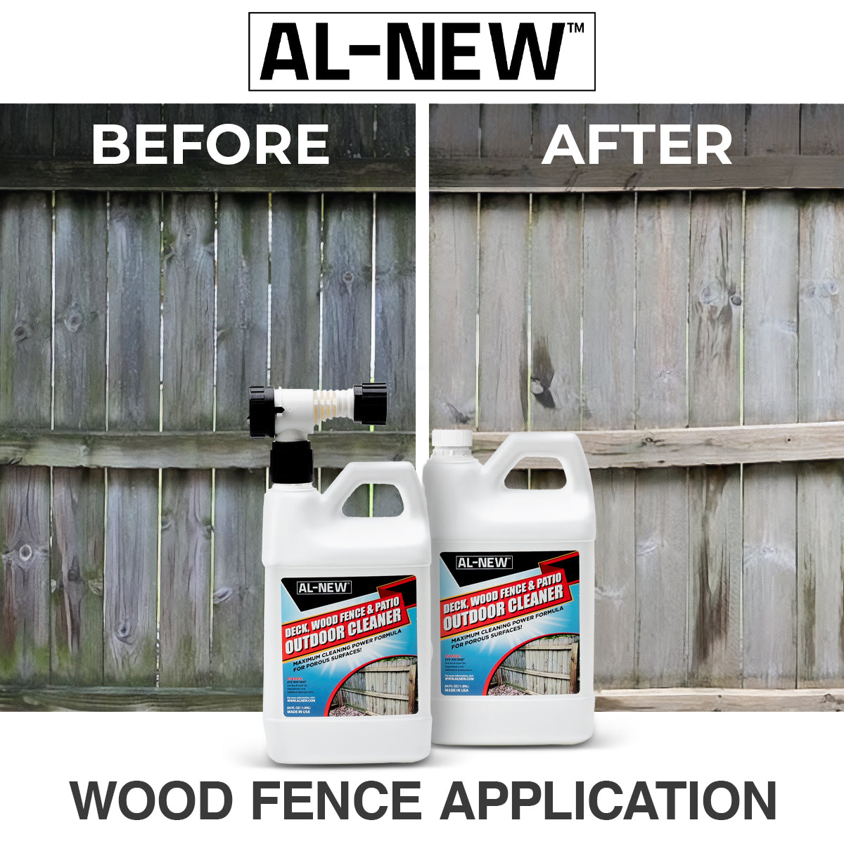 AL-NEW Outdoor Cleaner | Deck, Wood Fence, & Patio 64oz Hose End Sprayer (Pack of 2)