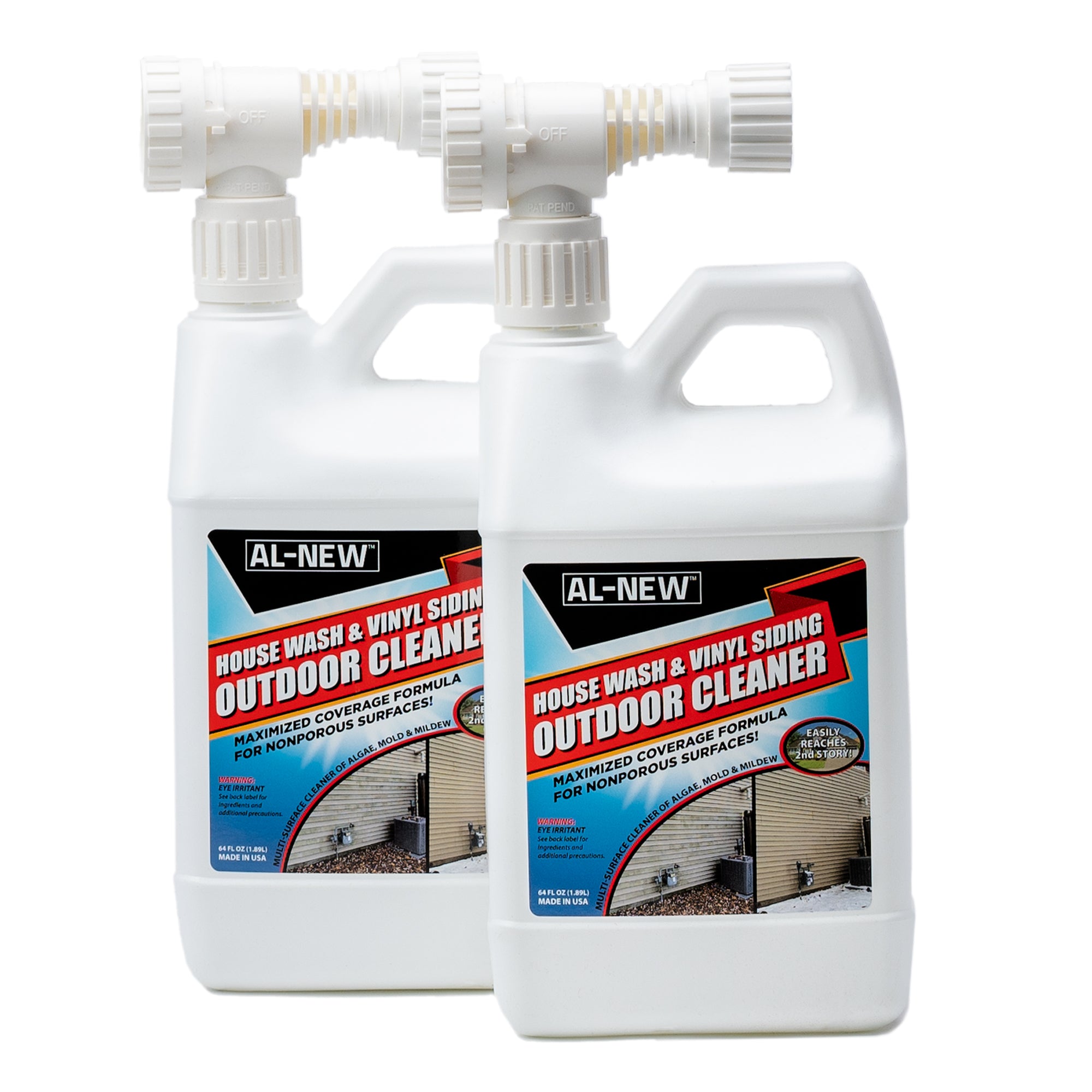 AL-NEW Outdoor Cleaner | House Wash & Vinyl Siding 64oz Hose End Sprayer (Pack of 2)