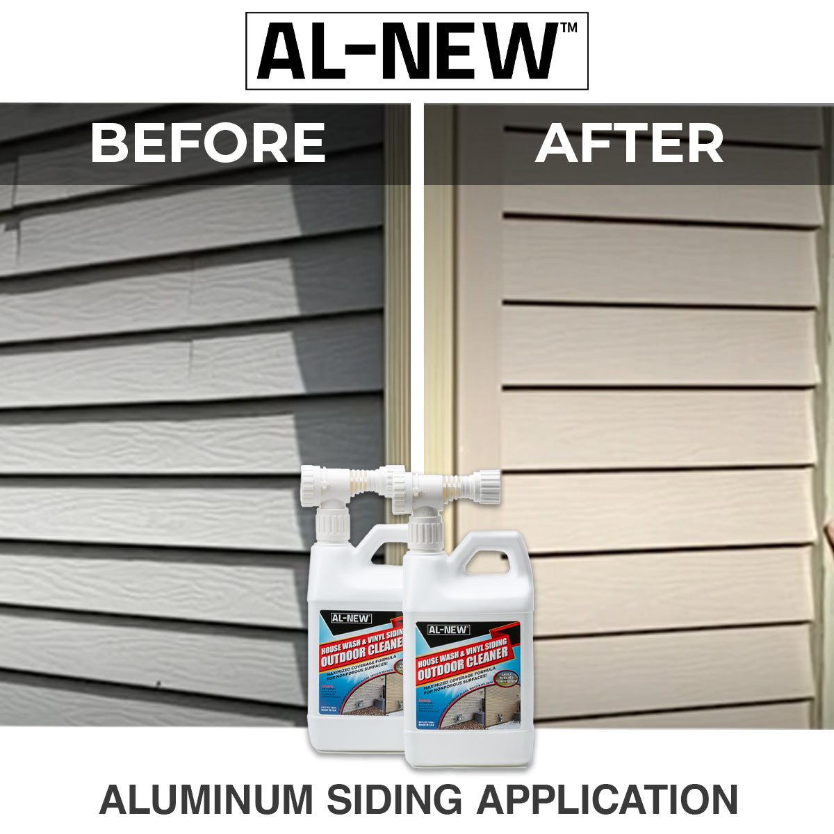 AL-NEW Outdoor Cleaner | House Wash &amp; Vinyl Siding 64oz Hose End Sprayer (Pack of 2)