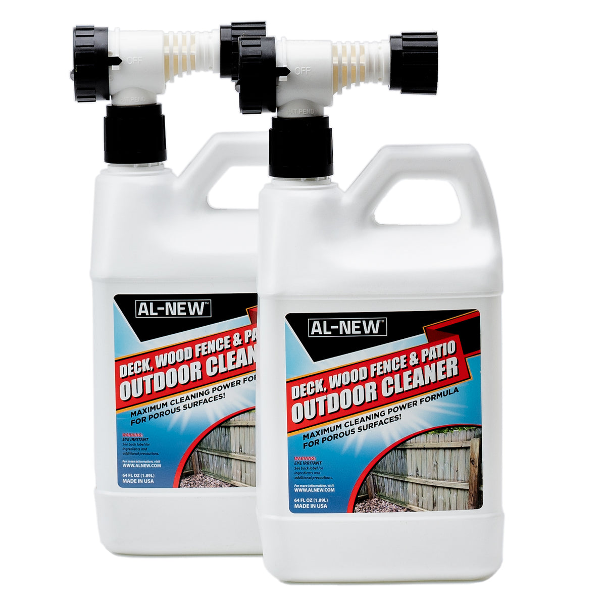 AL-NEW Outdoor Cleaner | Deck, Wood Fence, &amp; Patio 64oz Hose End Sprayer (Pack of 2)