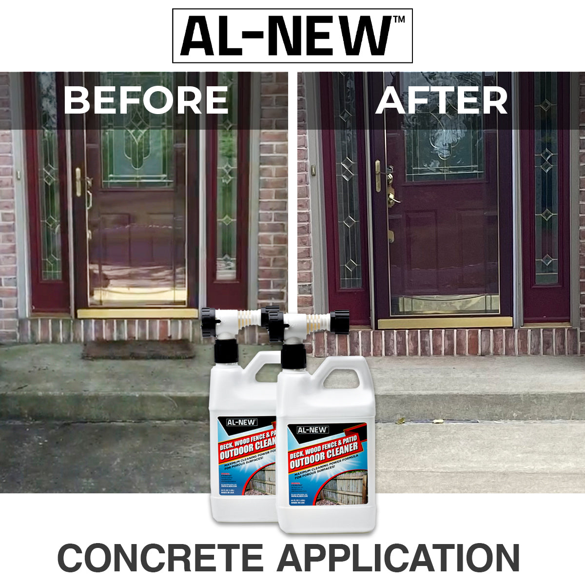 AL-NEW Outdoor Cleaner | Deck, Wood Fence, &amp; Patio 64oz Hose End Sprayer (Pack of 2)