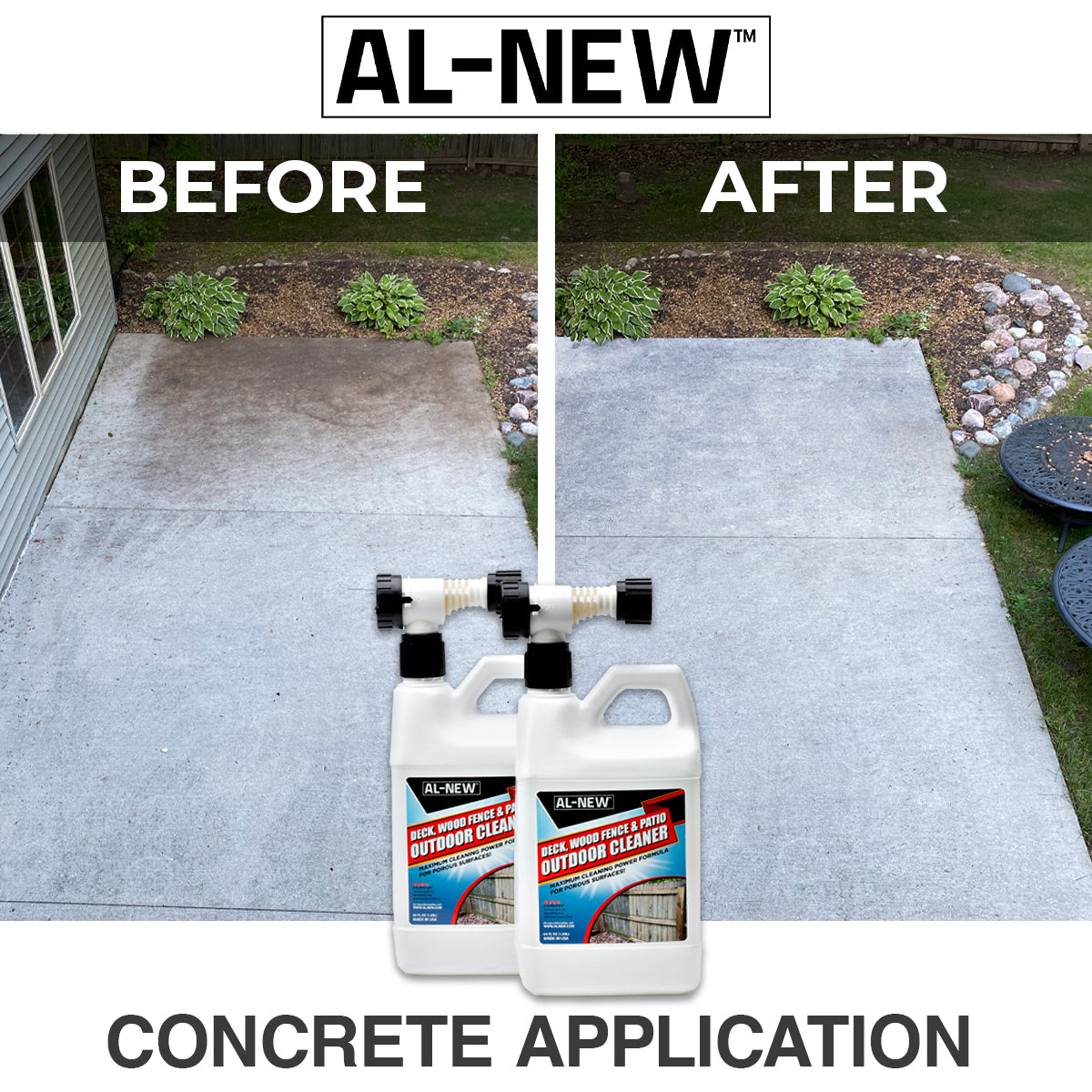 AL-NEW Outdoor Cleaner | Deck, Wood Fence, &amp; Patio 64oz Hose End Sprayer (Pack of 2)