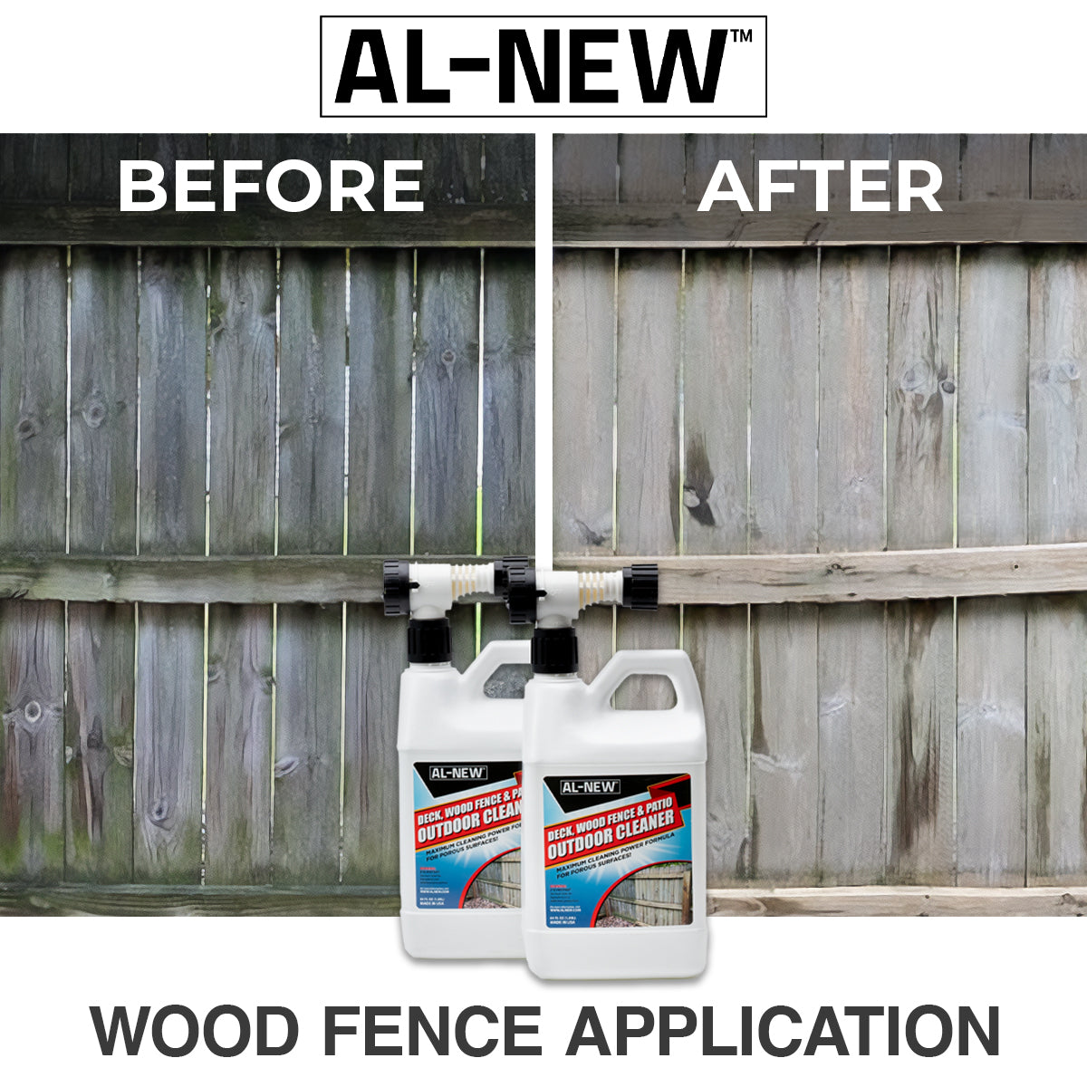 AL-NEW Outdoor Cleaner | Deck, Wood Fence, &amp; Patio 64oz Hose End Sprayer (Pack of 2)